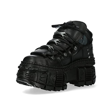 New Rock M.WALL106-S12 Unisex-Stiefel, TANK-Sohle, mit Schnürung, Leder, Schwarz, Unisex, Schwarz , EU im Sale